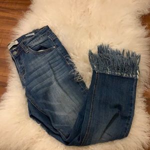CROP Denim Fringe Jean